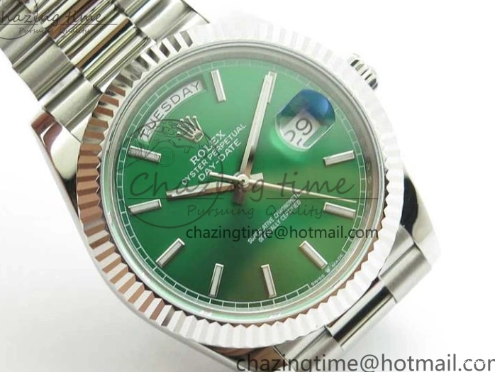 on SS SS Dial Day-Date Dial Green 904 New Markers Bracelet A2836 228239 Version BP 40mm President Stick 0313